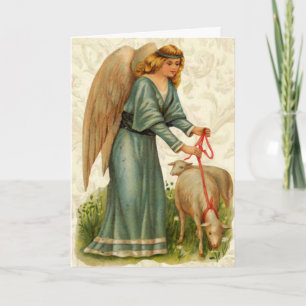 Tarjeta Festiva Angels Little Lamb Easter Card