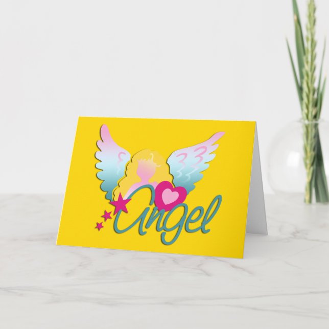 Tarjeta Festiva Angels Love | amarillo (Anverso)