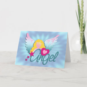 Tarjeta Festiva Angels Love   brillo azul
