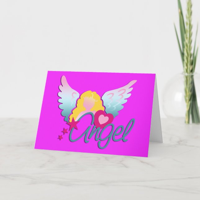 Tarjeta Festiva Angels Love | rosa (Anverso)