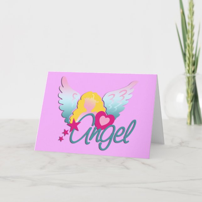Tarjeta Festiva Angels Love | rosa claro (Anverso)
