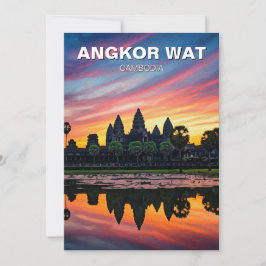 Tarjeta Festiva Angkor Wat Cambodia Sunset