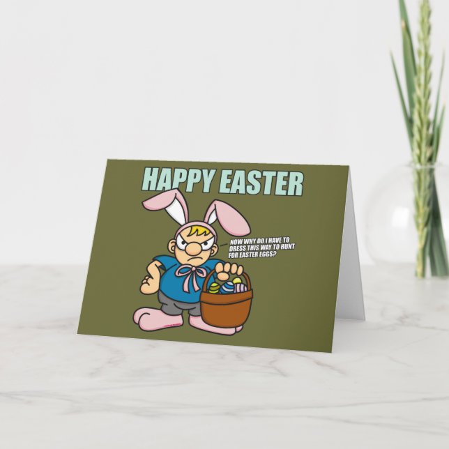 Tarjeta Festiva Angry Easter Boy Card (Anverso)