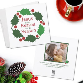 Tarjeta Festiva Anillo de Acebo Jesús Razón de la Temporada Foto
