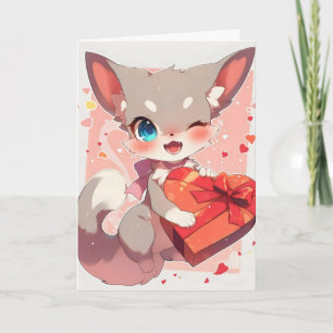 Tarjeta Festiva Animación Divertida de Animal y Corazón