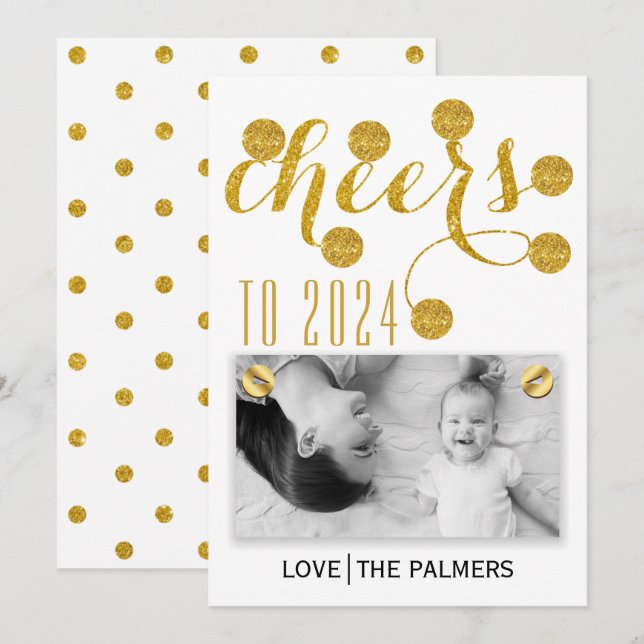 Tarjeta Festiva Animación moderna a la foto de Año Nuevo del purpu (Anverso / Reverso)