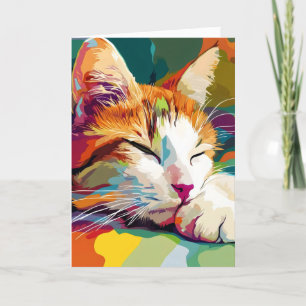 Tarjeta Festiva Animal abstracto de gato colorido