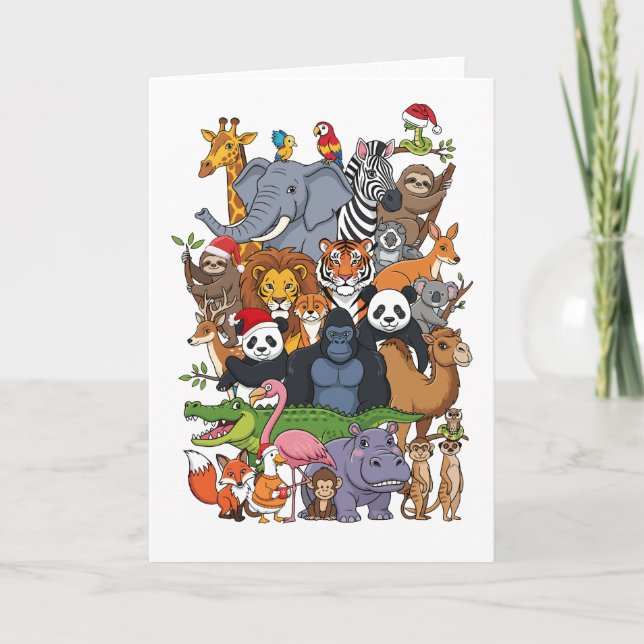 Tarjeta Festiva Animal Christmas (Anverso)