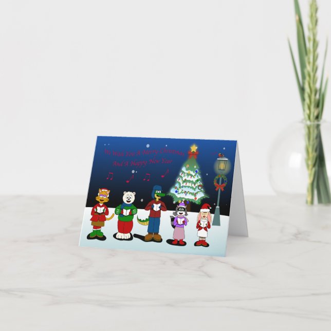 Tarjeta Festiva Animal Friends Choir Christmas Cards (Anverso)