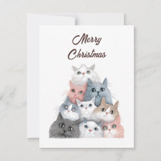 Tarjeta Festiva Animal Lover Cute Funny Cats Christmas Tree