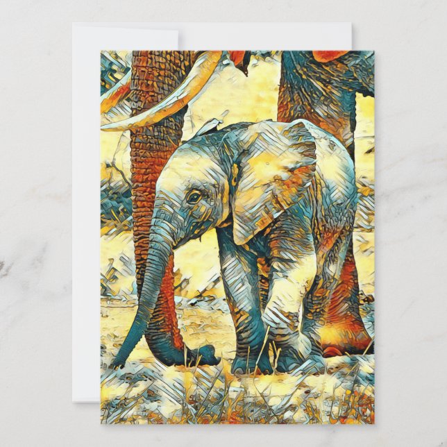 Tarjeta Festiva AnimalArt_Elephant_010 (Anverso)