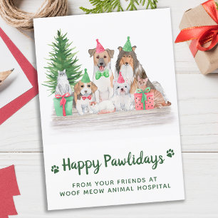 Tarjeta Festiva Animales Adorables Perro Gato Cachorro Navidades G