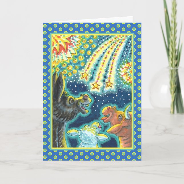 TARJETA FESTIVA ANIMALES DE BARNYARD FARM EN EL CUARTO DE JULIO (Anverso)