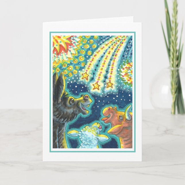 TARJETA FESTIVA ANIMALES DE BARNYARD FARM EN EL CUARTO DE JULIO (Anverso)