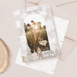 Tarjeta Festiva Animales de bosque natural Cosy Village Arch Photo