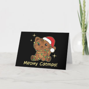 Tarjeta Festiva Animales de gato Navidades se burlan de gatos Meow