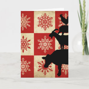 Tarjeta Festiva Animales de granja Navidades de campo de estilo vi