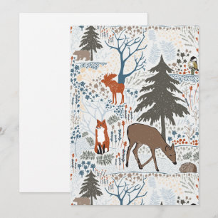 Tarjeta Festiva Animales de los Bosques de Invierno Festivos