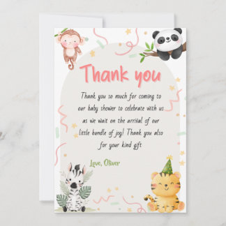 Tarjeta Festiva Animales de Safari mate y animales de la selva sil