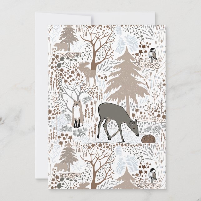 Tarjeta Festiva Animales de Woodland de vacaciones (Anverso)