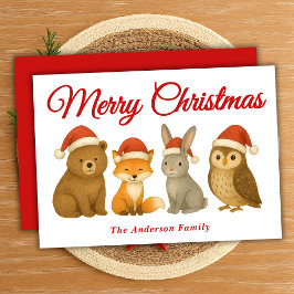 Tarjeta Festiva Animales de Woodland singulares en Navidades de Sa