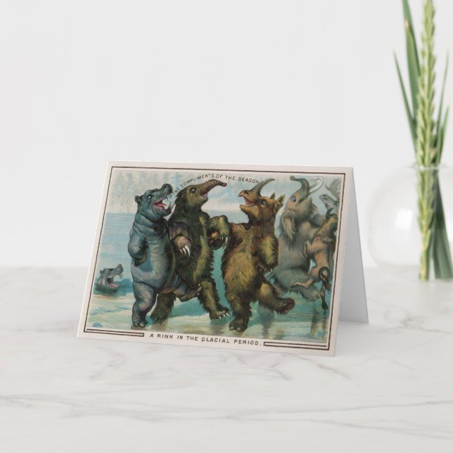 Tarjeta Festiva Animales del glaciar victoriano de época (Anverso)