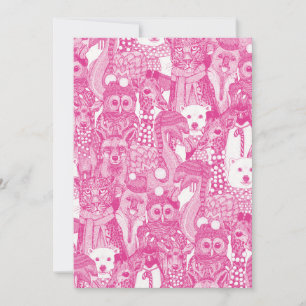 Tarjeta Festiva animales festivos rosa