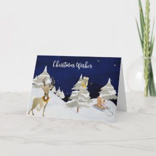 Tarjeta Festiva Animales lindos de la acuarela de los deseos del