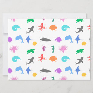 Tarjeta Festiva Animales marinos con estampado