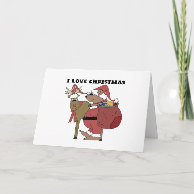 Tarjeta Festiva Animales que amo Navidades camisetas y regalos (Anverso)