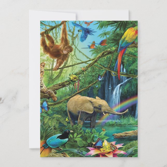 Tarjeta Festiva Animales que viven juntos tiran almohada (Anverso)