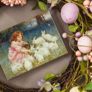 Tarjeta Festiva Animales Tiernos de Pascua Vintage