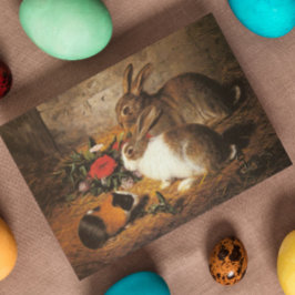 Tarjeta Festiva Animales Tiernos Vintage de Pascua