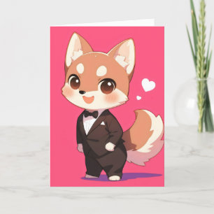 Tarjeta Festiva Anime Animal Fox Suit
