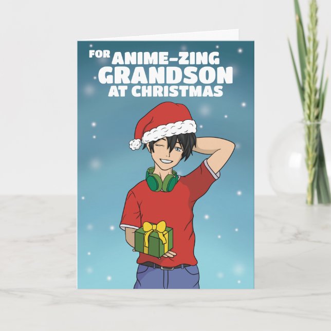 Tarjeta Festiva Anime Boy Christmas (Anverso)