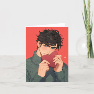 Tarjeta Festiva Anime Boy Cute Love Heart