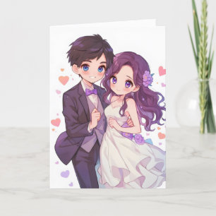Tarjeta Festiva Anime Chica Boy Boda Pareja