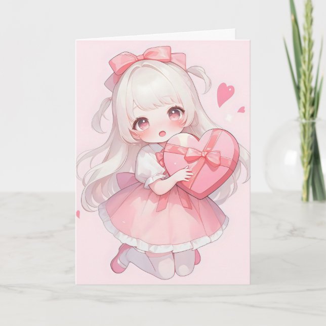 Tarjeta Festiva Anime Chica Kawaii (Anverso)