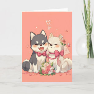 Tarjeta Festiva Anime Dogs Cute Boda