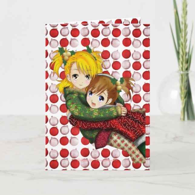 Tarjeta Festiva Anime Holiday Hug (Anverso)