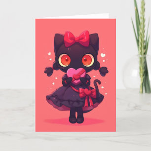 Tarjeta Festiva Anime Love Chica de Black Kitty