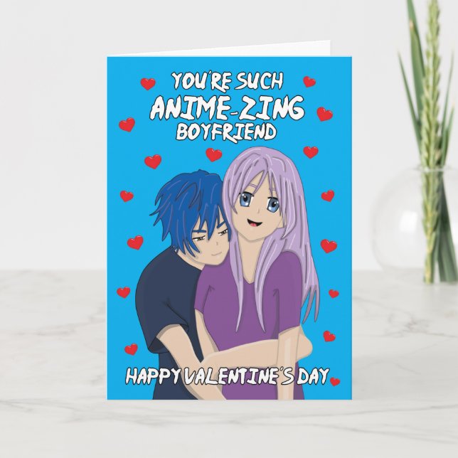 Tarjeta Festiva Anime Manga " Feliz Día de San Valentín" (Anverso)