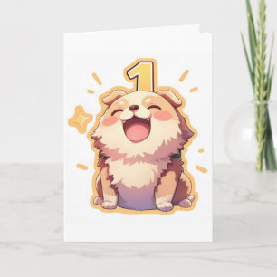 Tarjeta Festiva Anime Perro de un Número