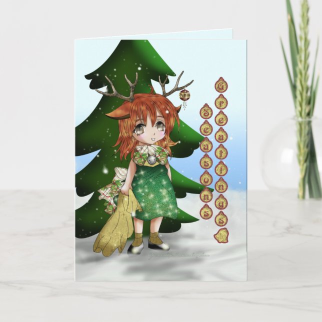 Tarjeta Festiva Anime Wee Deer (Anverso)