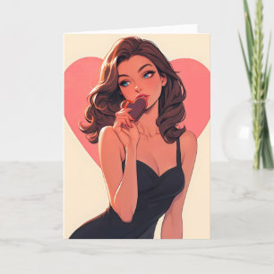 Tarjeta Festiva Anime Woman Love Heart