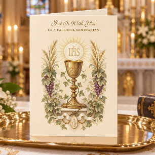 Tarjeta Festiva Ánimo para seminarista IHS Cáliz Uvas
