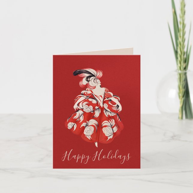 Tarjeta Festiva Anisette Red Holiday Folded Card (Anverso)