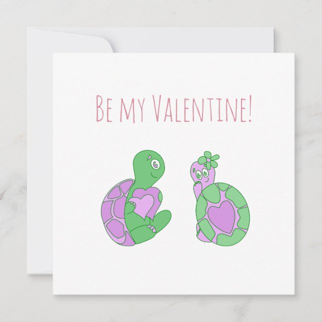 Tarjeta Festiva Aniversario de la Tortuga Cuta / Día de San Valent (Anverso)