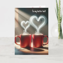 Tarjeta Festiva Aniversario de las tazas rojas con corazón húmedo