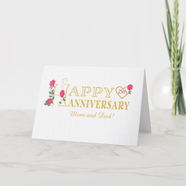 Tarjeta Festiva Aniversario del año Personalizado de los padres co (Anverso)